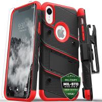 Zizo Bolt Cover - Pancerne etui iPhone XR ze szkłem 9H na ekran + podstawka & uchwyt do paska (Black/Red) Zizo Bolt Cover - Pancerne etui iPhone XR ze szkłem 9H na ekran + podstawka & uchwyt do paska (Black/Red)