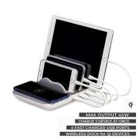 PURO Fast Charger Family Charging Station - Uniwersalna stacja bezprzewodowa z ładowaniem indukcyjnym Qi 5 V / 1 A - 5 W + 4 porty USB 5 V / 2 A - 10 W, max. 45 W (szary) PURO Fast Charger Family Charging Station - Uniwersalna stacja bezprzewodowa z ładowaniem indukcyjnym Qi 5 V / 1 A - 5 W + 4 porty USB 5 V / 2 A - 10 W, max. 45 W (szary)