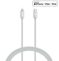 Kanex DuraBraid - Kabel połączeniowy USB-C (Power Delivery) na Lightning certyfikat MFi 1,2 m (Silver)