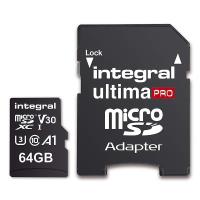 Integral Ultima Pro Premium High Speed - Karta pamięci 64 GB microSDXC/100 MB / s/ Class 10 UHS-I U3/ V30 + Adapter Integral Ultima Pro Premium High Speed - Karta pamięci 64 GB microSDXC/100 MB / s/ Class 10 UHS-I U3/ V30 + Adapter