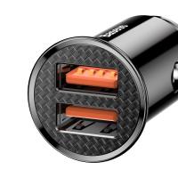 Baseus Circular - Ładowarka samochodowa 2 x USB QC 3.0, 30 W (czarny) Baseus Circular - Ładowarka samochodowa 2 x USB QC 3.0, 30 W (czarny)