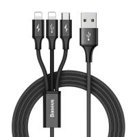 Baseus Rapid - Kabel połączeniowy 3w1, 2 x Lightning + USB + micro USB, 1.2 m (czarny) Baseus Rapid - Kabel połączeniowy 3w1, 2 x Lightning + USB + micro USB, 1.2 m (czarny)