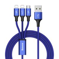 Baseus Rapid - Kabel połączeniowy 3w1, 2 x Lightning + USB + micro USB, 1.2 m (granatowy) Baseus Rapid - Kabel połączeniowy 3w1, 2 x Lightning + USB + micro USB, 1.2 m (granatowy)