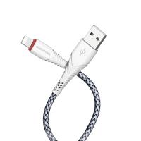 Borofone - kabel USB-A do Lightning z pozłacanym rdzeniem i nylonowym oplotem, 1m biały Borofone - kabel USB-A do Lightning z pozłacanym rdzeniem i nylonowym oplotem, 1m biały