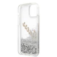 Guess Glitter Vintage Script - Etui iPhone 12 Pro Max (srebrny)