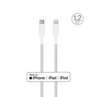 PURO Fabric Ultra Strong - Kabel w oplocie heavy duty USB-C / Lightning certyfikat MFi 1,2m (biały)